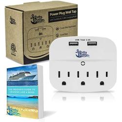 Cruise Power Strip No Surge Protector with USB Outlets - Ship Approved Cruise Accessories Must Have for Travel, Home, Office - Bonus Ebook Included