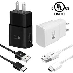 YesTree Type C Fast Charger, 2 Pack Adaptive Fast Charging Wall Charger and 5Feet USB Type C Data Cable Kit Compatible with Samsung Galaxy S8/ S9 Note8/ S8 Plus/S9 Plus/Other Smartphones(Black+ White)