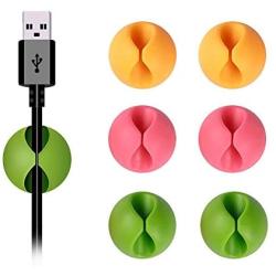 Shintop Cable Clips, Desk Cable Drop, Desk Wire Clips for All Your Computer, Electrical, Charging or Mouse Cord (Colorful,6pcs)