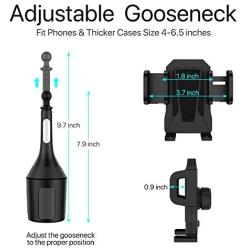 Car Cup Holder Phone Mount Upgraded Miracase Adjustable Universal Cup Holder Cradle Car Mount for Cell Phone Compatible with iPhone Xs XS Max XR X 8 8plus 7 7 Plus Samsung Galaxy S9 S8 S7（Black）