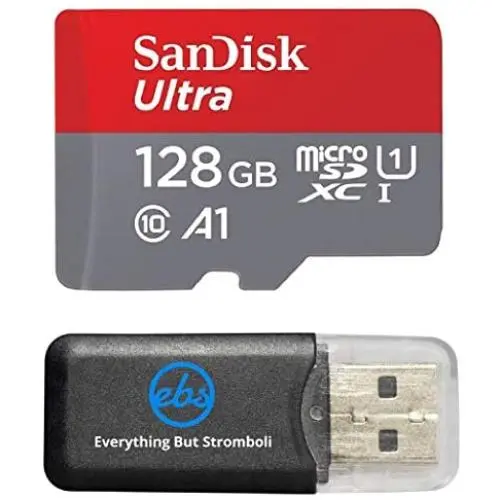 128GB SanDisk Ultra UHS-I Class 10 80mb/s MicroSDXC Memory Card works with Samsung Galaxy S8, S8 Plus, S8 Note, S7, S7 Edge, S5 Active, S4 Cell Phones with Everything but Stromboli Memory Card Reader 128GB SanDisk Ultra UHS-I Class 10 80mb/s MicroSDXC Memory Card works with Samsung Galaxy S8, S8 Plus, S8 Note, S7, S7 Edge, S5 Active, S4 Cell Phones with Everything but Stromboli Memory Card Reader