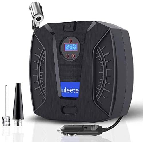 uleete Digital Tire Inflator for Car w/Auto Pump/Shut Off Feature, DC 12V Portable Air Compressor, Auto Tire Pump with LED Light, Air Pump for Car Tires, Bicycles and Other Inflatables