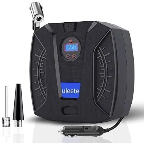 uleete Digital Tire Inflator for Car w/Auto Pump/Shut Off Feature, DC 12V Portable Air Compressor, Auto Tire Pump with LED Light, Air Pump for Car Tires, Bicycles and Other Inflatables