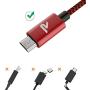 Micro USB Cable 0.65ft [2 Pack], RAMPOW Charging Cord, Fast Charge & Sync USB Cable, Braided Android Charger Cable for Samsung Galaxy S7 Edge S6 S5, Moto, LG G4, HTC - Red