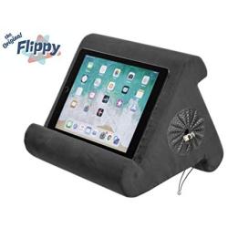 Flippy with New Storage Cubby Multi-Angle Soft Pillow Lap Stand for iPads, Tablets, eReaders, Smartphones, Books, Magazines (Smokey)