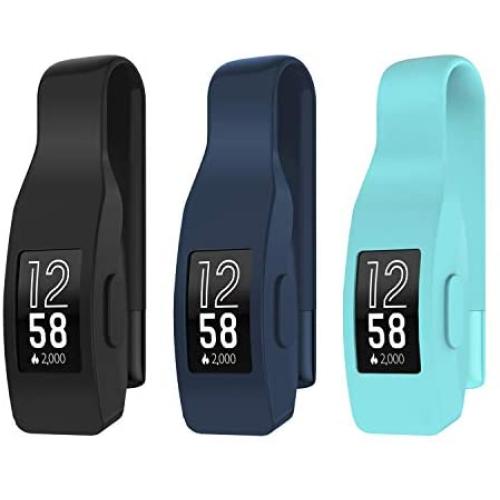 EEweca 3-Pack Clip for Fitbit Inspire or Inspire HR Holder Accessory, Black + Midnight Blue + Teal