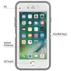 CAFEWICH iPhone 6/6S Case Shockproof High Impact Tough Rubber Rugged Hybrid Case Silicone Triple Protective Anti-Shock Shatter-Resistant Mobile Phone Case for iPhone 6/6S 4.7"(Gray-White)