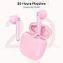 LETSCOM Wireless Earbuds, Bluetooth 5.0 Earbuds in Ear True Wireless Stereo Headphones, 20Hrs Playtime with Charging Case, Bluetooth Earbuds with Built-in Microphone for Sports and Work - Pink
