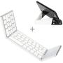 Foldable Keyboard with Touch Pad, IKOS Tri- Folding Portable Keyboard for iPhone iPad Samsung Smartphone Tablet, Wireless BT Keyboard, Designed Compatible for iOS Android Windows System Device (White)