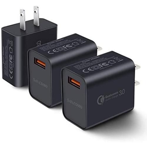 [3-Pack] Quick Charge 3.0 Wall Charger,18W QC 3.0 USB Wall Charger Adapter Fast Charging Block Compatible Wireless Charger Compatible with Samsung Galaxy S10 S9 S8 Plus S7 S6 Edge Note 9, LG, Kindle
