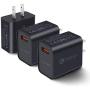 [3-Pack] Quick Charge 3.0 Wall Charger,18W QC 3.0 USB Wall Charger Adapter Fast Charging Block Compatible Wireless Charger Compatible with Samsung Galaxy S10 S9 S8 Plus S7 S6 Edge Note 9, LG, Kindle