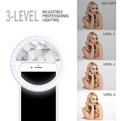 Selfie Ring Light [Upgraded Version], Rechargeable Portable Clip-on Selfie Fill Light with 36 LED for Smart Phone Laptop Photography, Camera Video, Girl Makes up White