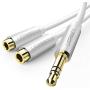 UGREEN Headphone Splitter, 3.5mm Audio Stereo Y Splitter Extension Cable Male to Female Dual Headphone Jack Adapter for Earphone, Headset Compatible with iPhone, Samsung, Tablet, Laptop (White)