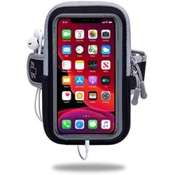 Universal Running Armband with Touch Screen, Arm Cell Phone Holder Sports Armband for Running, Fitness and Gym Workouts, for iPhone 11/10/8/7/Plus, Samsung Galaxy S10/S9/S8/S7/Plus & More(Black&Gray)