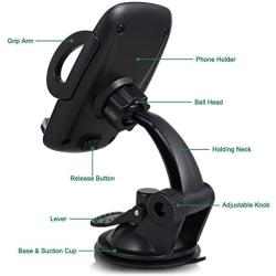 Dashboard Phone Holder, Cell Phone Mount for Car Windshield Dashboard with Strong Suction Cup for iPhone XR X 8 7 Se 6S 6 5S Galaxy S10 S9 S8 S7 S6 and More