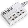 USB Charger Station MANTO 50W 8-Port Fast Cell Phone Desktop Charging Dock with 5ft Power Cord for Multi Devices - White