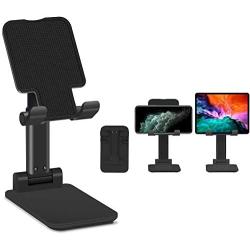 Cell Phone Stand, Adjustable Cell Phone Stand, TopACE Foldable Portable Desktop Stand, Phone Holder Stand for Desk Sturdy Aluminum Metal Stand for Phone/iPad/Kindle/Tablet/Switch (Black)
