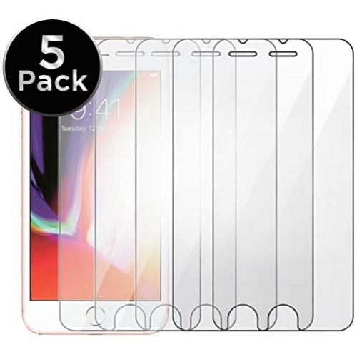 Aduro Screen Protector for Apple iPhone 8 Plus/7 Plus/6 Plus/6s Plus 5.5-inch (NOT 4.7), Shatterguardz Tempered Glass Shatter Proof Film, 5 Pack