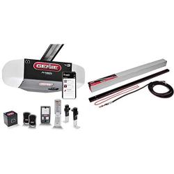 Genie StealthDrive Connect Model 7155-TKV Smartphone-Controlled Ultra-Quiet Strong Belt Drive Garage Door Opener & Garage Door Opener Extension Kit for 5-Piece Belt-Drive Tube Rails, Metallic