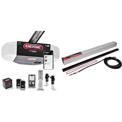 Genie StealthDrive Connect Model 7155-TKV Smartphone-Controlled Ultra-Quiet Strong Belt Drive Garage Door Opener & Garage Door Opener Extension Kit for 5-Piece Belt-Drive Tube Rails, Metallic