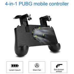 Allnice Mobile Game Controller L1R1 PUBG Mobile Game Trigger with Cooling Fan and 4000 mAh Power Bank for 4.0-6.4inch iOS Android Phone (Black)