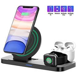 Wireless Charger Stand 3 in 1, Upgraded Wireless Charger Station for Apple Watch 1/2/3/4/5 AirPods iPhone 11/11pro/11pro Max/X/XS/XR/XS Max/8/8 Plus, Charging Dock Station for Other Qi-Enable Phone