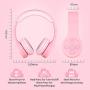 Picun Kids Bluetooth Headphones Safe Volume Limited 85dB 15 Hours Play Time Foldable Stereo Sound Headsets with Mic Wireless Headphones for Girls Children Computer Cell Phones Tablet School Game(Pink)