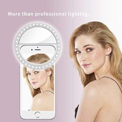 Selfie Ring Light, MissBig Selfie Light,Ring Light for iPhone,Selfie Light Ring for Phone and iPhone with LED Ring Light and Light up Rings,Rechargeable,Portable,Adjustable and Clip-on Ring Lights.