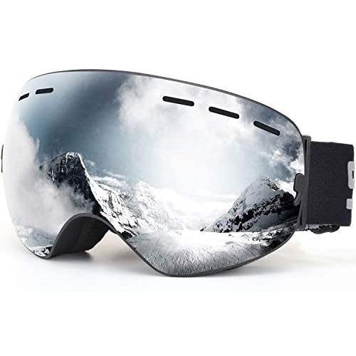 SPOSUNE OTG Ski Goggles Snow Snowboard Goggle Over Glasses with Anti-Fog Spherical Dual Interchangable Lens for Men Women Youth Skiing Snowmobile Eyewear & Helmet Compatible, UV400 Protection