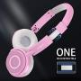 On Ear Headphones with Mic, Vogek Lightweight Portable Fold-Flat Stereo Bass Headphones with 1.5M Tangle Free Cord and Microphone-Pink