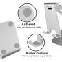 POKANIC Cell Phone Stand Dock Holder Cradle Mount Organizer Charger StationTable, Desktop Bed Office School Kitchen Travel Foldable Portable Adjustable, Multi-Angle Aluminum Non-Slip, Kids (Silver)