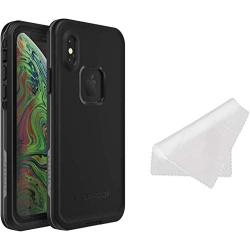 Lifeproof FRĒ Series Waterproof Case for iPhone Xs (ONLY) with Cleaning Cloth - Retail Packaging - Asphalt (Black/Dark Grey)