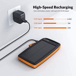 Solar Power Bank,Solar Charger 20000mAh RAVPower with Dual Ouput 5V/2.4A Input, External Battery Pack with Flashlight (IPX4 Splashproof, Dustproof, Shockproof) for Smartphones, Tablets and More