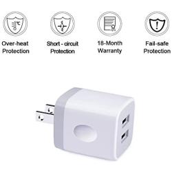 Wall Charger, Sicodo 3-Pack 2.1A Home Travel Dual Port Plug Wall Charging Block Compatible with iPhone X, 8,7 Plus,6 Plus,6s Plus,Tablet,Samsung Galaxy S8,S7 Edge,HTC,LG,Sony,Nokia,Motorola and More