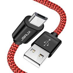 JSAUX Micro USB Cable Android, (2-Pack 6.6FT) Micro USB to USB A High Speed Sync Charger Nylon Braided Cord Compatible Samsung Galaxy S6 S7 Edge J7 Note 5,Kindle,LG,Xbox,PS4,Camera,Smartphones(Red)