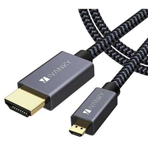 Micro HDMI to HDMI Cable, Ivanky High Speed 4K 60Hz Male to Male HDR HDMI 2.0 Adapter,Compatible with GoPro Hero 7/6 / 5, GoPro Hero 2018, Sony A6600 / A6400 Nikon Z50 / B500, Canon EOS M50Leica CL