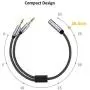 Headset Splitter Cable, Gold-Plated & Strong Braided Y Splitter Audio Cable Separate Microphone Headphone Port Gaming Headset Splitter PC Earphone Adapter VoIP Phone -DuKabel TopSeries (11inch / 30cm)