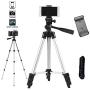 Tripod 40" Aluminum Portable Light Weight Traveler Tripod + Universal Smartphone Holder Mount with Carrying Case for Phone 11 7/7 Plus,6/6s 8/8plus,XR Xs Max 3-Way Floor Stand