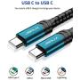 JSAUX USB C to C Cable 60W, 4-Pack [10ft+6.6ft+3.3ft+1ft ] USB Type C Fast Charging Cord Charger Compatible with Samsung Galaxy Note 10 S20 Ultra Plus, Google Pixel 4 3 2 XL, Nexus 6P, MacBook -Green