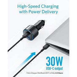USB C Car Charger, Anker 42W PowerDrive Speed+ Duo, 2 Port USB Car Charger with one 30W Power Delivery Port for iPhone Xs/Max/XR/X/8, iPad Pro, MacBook Pro/Air 2018, Galaxy S10/S9/S8, LG, and More