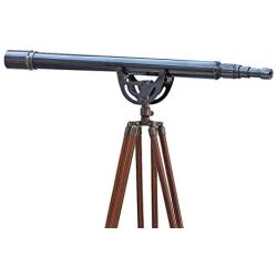 Hampton Nautical ST-0148-Black Floor Standing Oil-Rubbed Bronze Anchormaster 65"-Vintage Scope-Old Telescope