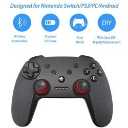 YCCSKY Wireless Switch Game Controller, Remote Bluetooth Gamepad Joypad Joystick with with DIY D-Pads Turbo Motion Control Dual Shock for Nintendo Switch Console PS3 PC and Android System