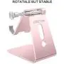 Adjustable Cell Phone Stand, OMOTON Aluminum Desktop Cellphone Stand with Anti-Slip Base and Convenient Charging Port, Fits All Smart Phones, Rose Gold