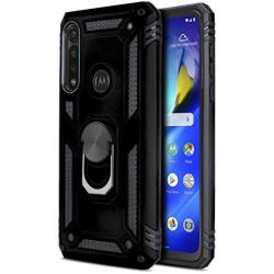 CasemartUSA Phone Case for [Motorola Moto G Power (XT2041)], [Ring Series][Black] Full Rotating Metal Ring Cover with Kickstand (Tracfone, Straight Talk, Simple Mobile, Consumer Cellular)