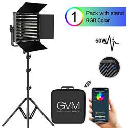 GVM RGB Video Light with Stand, 50W Full Power Output CRI97+ APP Control 3200K-5600K LED Continuous Video Light kit for YouTube Photography Lighting Wedding Interview and Filming(One Pack with Stand)