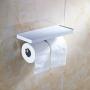 Beelee Toilet Paper Holder with Shelf - White Double Paper Holder, Bathroom Cell Mobile Phone Holder Shelf, Wall Mounted Design Best for Bathroom BA8801