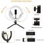 10" Selfie Ring Light with Tripod Stand, LED Ring Light with Cell Phone Holder 3 Light Modes & 10 Brightness Level for YouTube Video Live Stream Makeup Photography