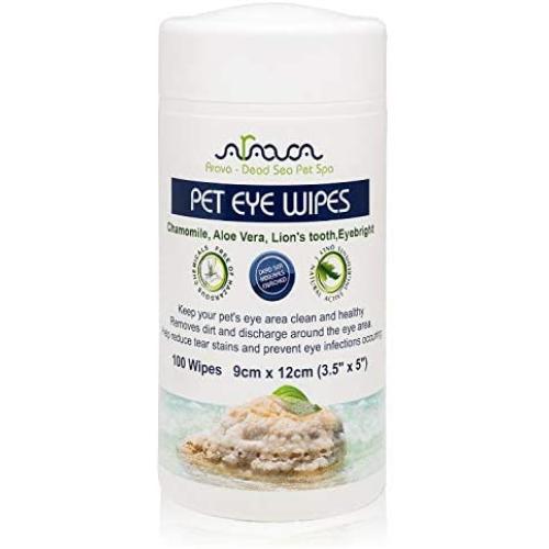 Arava Pet Eye Wipes - for Dogs Cats Puppies & Kittens - 100 Count - Natural and Aromatherapy Medicated - Removes Dirt Crust and Discharge