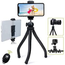 Endurax Flexible Tripod for Phone Camera Tripod Stand with Universal Cell Phone & Tablet Holder Mount Compatible with iPhone, iPad, DSLR, Sports Camera, Remote Shutter Included for Selfie or Vlogging