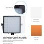Fovitec - Portable 2-Light 600 LED Daylight Panel Kit for Video & Photo with DMX, V-Lock Mount, Case, and Stands